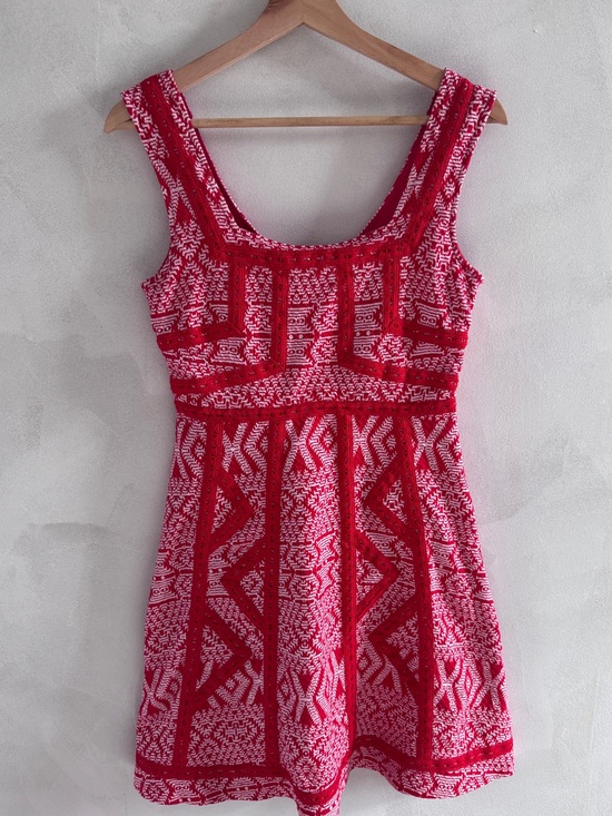 Maeve Dresses & Skirts - Maeve - Red and White Patterned Mini Dress